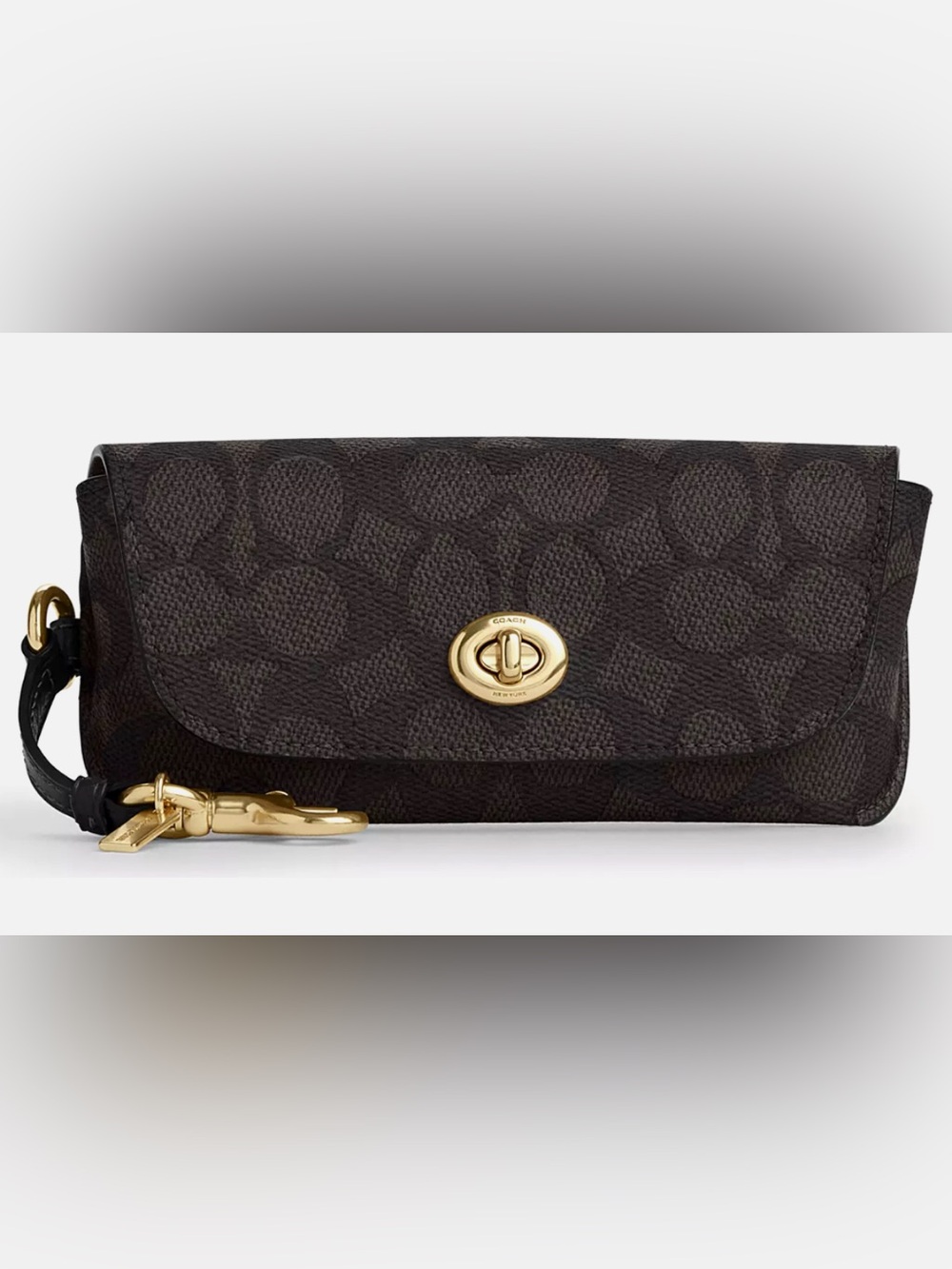 Coach Sunglass Case -CZ207 Walnut Black Signature Canvas Smooth leather NWT